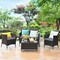 Costway 4PCS Rattan Patio Furniture Set Cushioned Sofa Chair Coffee Table